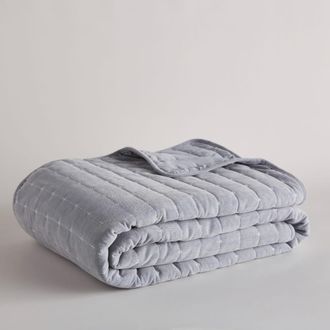 Maisons du monde Colcha azul pespunteada 240x220 cm