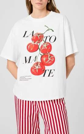 French Connection La Tomate Oversize Cotton Graphic T-Shirt in Summer White-Tomato at Nordstrom, Size X-Small