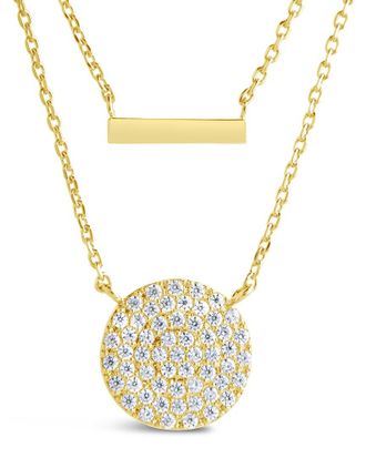 Sterling Forever 14K Plated Cz Vivian Layered Necklace