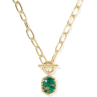 Kendra Scott Daphne Toggle Necklace in Gold/Bronze/Green Malachite at Nordstrom