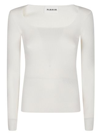 P.A.R.O.S.H. Long U Neck Fitted Wool Sweater