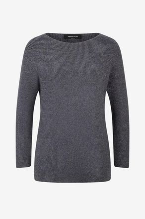 Fabiana Filippi Gerader glitzernder Woll-Rippstrickpullover mit U-Boot-Ausschnitt