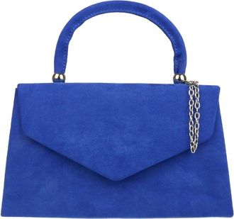 Girly HandBags Womens Top Handle Faux Suede Clutch Bag Grab Holder - Royal Blue