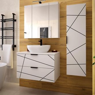 Petits Meubles Conjunto de muebles con lavabo paneles de melamina y mdf blanco