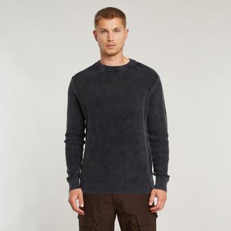 G-Star Mens G-Star RAW Serrated Knitted Sweater - Navy Cotton - Size Medium