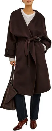Rails Celeste Wool Blend Belted Wrap Coat in Chocolate at Nordstrom, Size X-Large