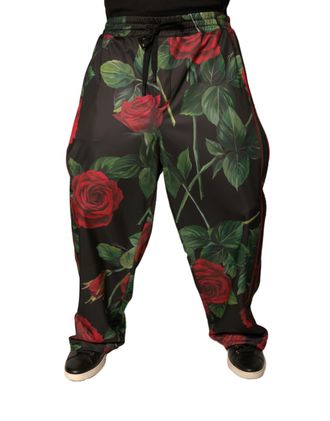 Dolce & Gabbana Floral-Print Polyester Joggers - Black