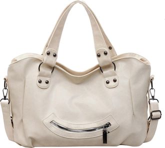 Generic Moto Style Crossbody Bag Large Underarm Purse for Women Work Travel (White)