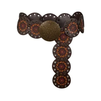 Etro Belts, female, Brown, S, Print Studded Leather Belt