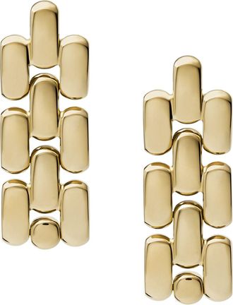 Fossil Womens Arden Watch Links Gold-Tone Stainless Steel Drop Earrings