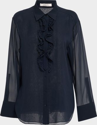 Dorothee Schumacher Sheer Dreams Ruffle-Trim Silk Georgette Blouse