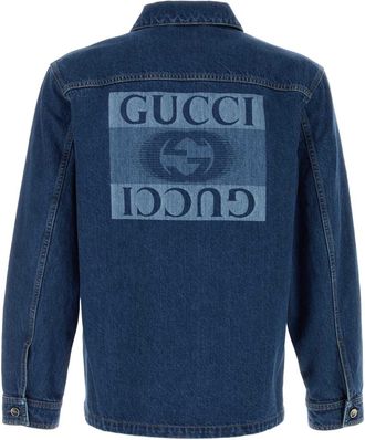 Gucci Mens Denim Jacket Blue Cotton Fibers