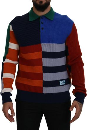 Dolce & Gabbana Mens Multicolor Knitwear Sweater - Navy Wool - Size EU 48 (Mens)