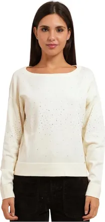 Gaud&igrave; Hoodies & sweatvesten, Dames, Wit, S, Rhinestone Sweater