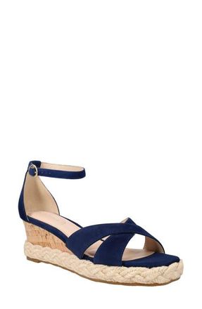 Pelle Moda Pippen Ankle Strap Wedge Slide Sandal in Midnight at Nordstrom, Size 6.5