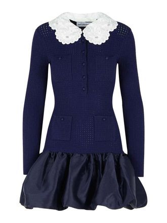 Self Portrait Navy Viscose Dress