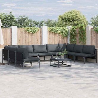 vidaXL Conjunto De Sof&aacute; De Jard&iacute;n 9 Pcs Antracita Acero Vidaxl