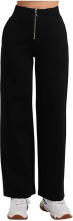 Patrizia Pepe High Waist Jogger Broeken - Dames - Wijde Broeken - Zwart - M - Katoen - Broeken