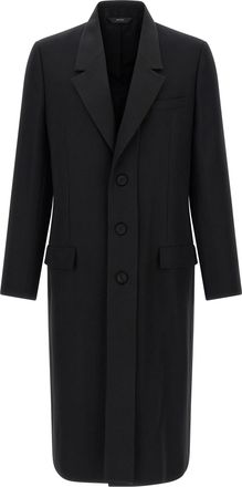 Fendi Crepe Wool Coat Trench E Impermeabili Nero-Uomo