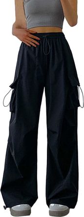 Generic Straight Leg Joggers Women Baggy Tracksuit Trouser Womens Parachute Cargo Pants with Pockets Hiking Pants Lightweight Baggy Joggers Trousers for Women
