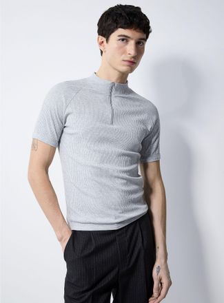 Le 31 Mens Ribbed zip-neck T-shirt Imported from Seoul