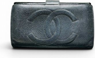 Chanel Black Grained Calfskin Wallet (Bi-Fold) (Pre-Owned)