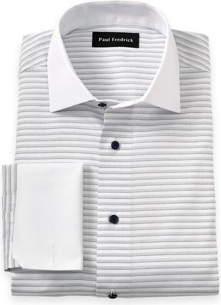 Paul Fredrick Tailored Fit Non-iron Cotton Stripe Dress Shirt