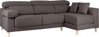 Deco Wood Sofá 4 plazas y chaise longue derecho color gris oscuro 278cm