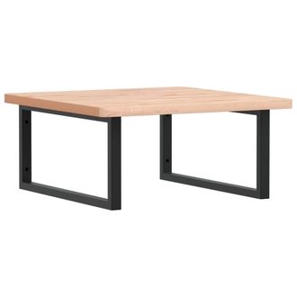 Berkfield Home Basin Shelf Wall Mounted Steel & Solid Wood Beech in Natural