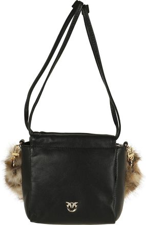 Pinko Nappa Macula Leather Faux Fur Bucket Bag