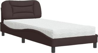 vidaXL Cama Con Colch&oacute;n Tela Marr&oacute;n Oscuro 90x200 Cm Vidaxl