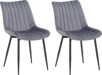 Clp Set De 2 Sillas De Comedor Rahden En Terciopelo Gris