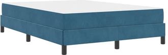 vidaXL Cama Box Spring Con Colch&oacute;n Azul Oscuro 140 X 190 Cm Terciopelo Vidaxl