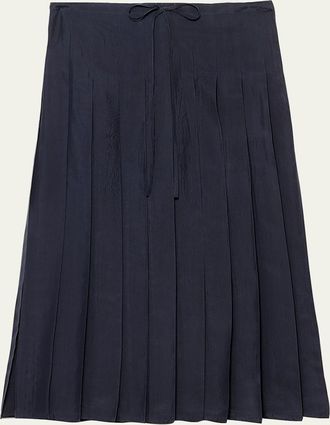 Prada Silk Pleated Midi Skirt