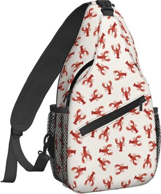 Generic Red Lobsters Crawfish Sling Bag Adjustable Cross Body Bag Anti Theft Fanny Pack For Casual Camping Sports
