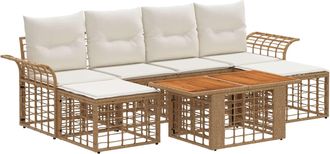 vidaXL Conjunto De Sof&aacute;s De Jard&iacute;n 7 Uds. Natural Y Crema Vidaxl