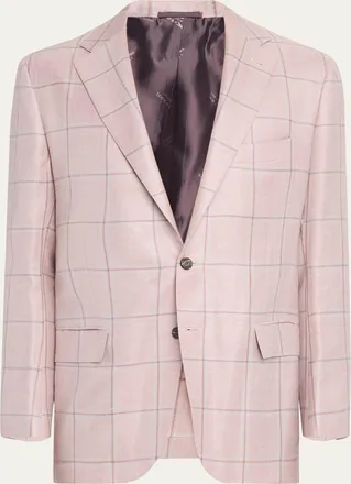 Kiton Mens Windowpane Sport Coat