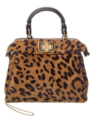 Fendi Fendi Nano Peekaboo Haircalf & Leather Clutch