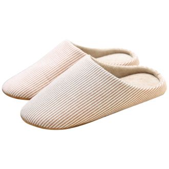 Generic Womens Slippers Non-Slip Cozy Memory Foam Soft Women Autumn Striped Leisure Silent Anti Slippers Beach Slippers for Women Summer (Beige, 38)