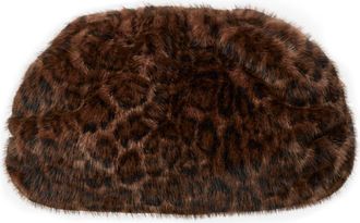 Naked Wardrobe Leopard Faux Fur Clutch in Dark Leopard at Nordstrom