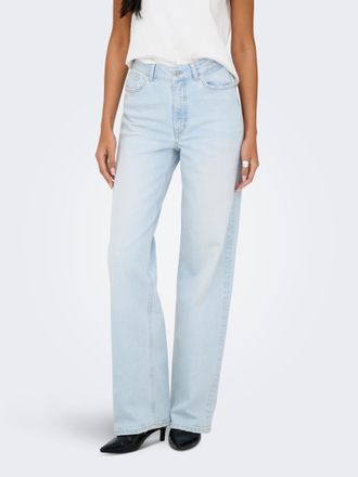 Only High-waist-Jeans ONLY ONLJUICY HW WIDE LEG DOT114 DNM, Damen, Gr. 25, L&auml;nge 32, light blau bleached denim, Denim/Jeans, Obermaterial: 99% Baumwolle, 1