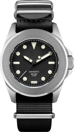 Unimatic U4 Classic NATO Strap Watch, 40mm in Black Steel at Nordstrom
