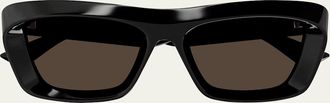 Bottega Veneta Beveled Acetate Rectangle Sunglasses