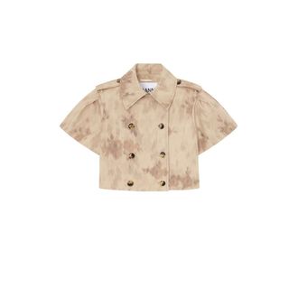 Ganni Jacket in Printed Cotton - female - Ganni - Light Jackets - Beige - XL - Jackets
