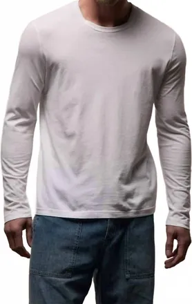 James Perse Long Sleeve Crew Top In White