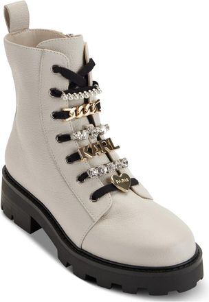 Karl Lagerfeld Mela KL332513 Womens Soft White Combat Boots LION676