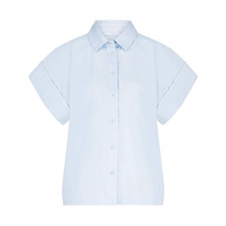 By-Bar Amsterdam Overhemden, Dames, Blauw, XS, Pixie Chambray Blouse Korte Mouw