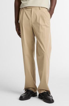 Vince Louie Pleated Stretch Cotton Pants in Teak at Nordstrom, Size 33