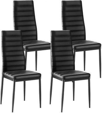 OEM Juego De 4 Sillas De Comedor Modernas Con Acentos, Tapizadas En Cuero, Para Mesa De Comedor, Ahorra Espacio, Con Cojines Gruesos Y Patas De Metal, Neg