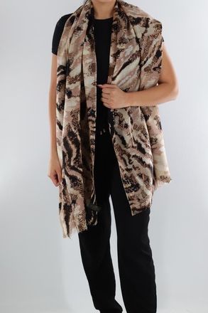 La Fiorentina Abstract Print Scarf in Brown at Nordstrom